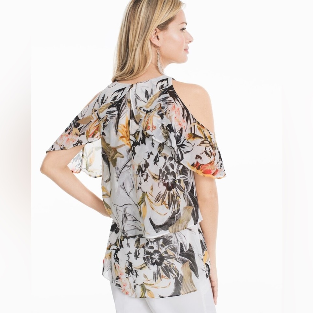 Floral Cold-Shoulder Shell Top - Picture 2 of 4
